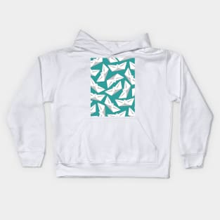 Origami Boat Turquoise Kids Hoodie